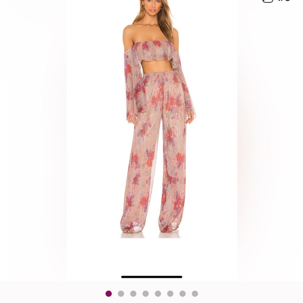Michael Costello Pink Floral Off-Shoulder Jumpsuit